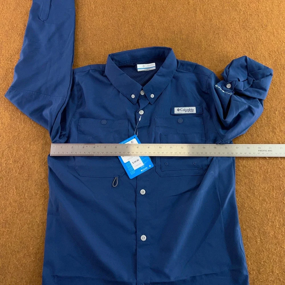 Columbia Youth Large Blue Crystal Springs PFG Long Sleeve Fishing Shirt NWT